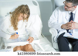 psiquiatra, y, mental, hospital, paciente