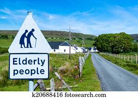 traffic sign for paying attention for elderly people
