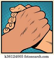 White black solidarity handshake stop racism