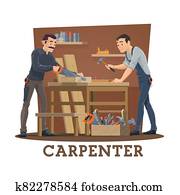 נגרים, ב, סדנה, עם, נגרות, כלים