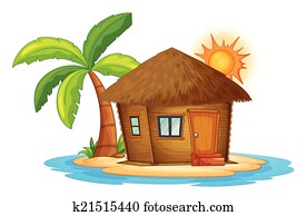 A small nipa hut in the island