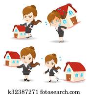 Business woman with home house