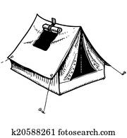 Clipart of Camping equipment sketch k10373914 - Search Clip Art ...