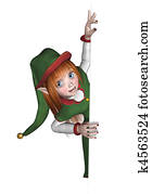 Christmas Elf Looking around an Edge Christmas Elf Looking around an Edge