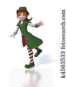 Cute Christmas Elf Ice Skating Cute Christmas Elf Ice Skating