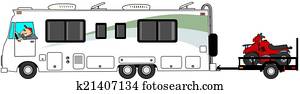 Motorhome towing ATV trailer Motorhome towing ATV trailer