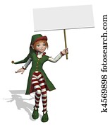 Santa's Elf Holding a Blank Sign Santa's Elf Holding a Blank Sign