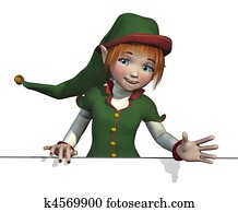 Santa's Elf with Sign Edge Santa's Elf with Sign Edge