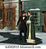 Victorian Couple in Winter Victorian Couple in Winter