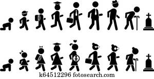 All ages men and women flat icon