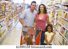 familie shopping, ind, supermarked