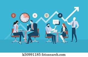 Flat design business people concept for project management, business meeting, working process Flat design business people concept for project management, business meeting, working process