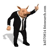 gierig, verlangen, geschaefts, schwein