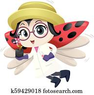 Lady Bug Mascot Botanist Illustration Lady Bug Mascot Botanist Illustration