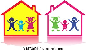 laimīgs, kids, pa, noteiktais artikuls, home.