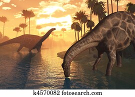 דינוזאורים, -, ה, זריחה, של, זמן
