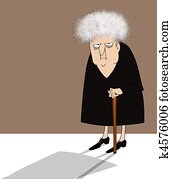 רגזן, גברת ישנה, עם, קנה