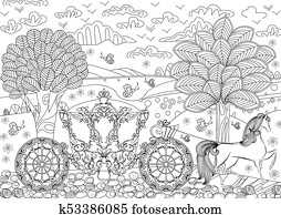 中に A おとぎ話 森林 クリップアート 切り張り イラスト 絵画 集 K Fotosearch