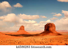 2 Buttes in Shadow in Monument Valley Arizona