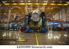 avião, em, producao