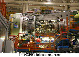 avião, fuselagem, em, producao