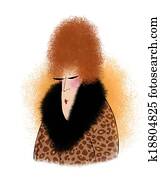 Cartoon Redheaded Lady With a Fur Collared Leopard Coat Cartoon Redheaded Lady With a Fur Collared Leopard Coat