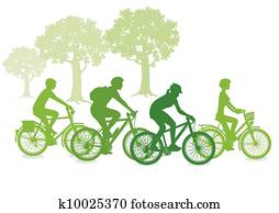 ciclismo, em, a, verde