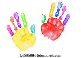 coloré, enfant, main imprime