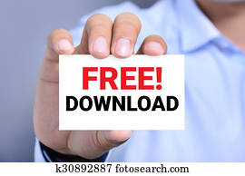 FREE DOWNLOAD message on the card shown by a man FREE DOWNLOAD message on the card shown by a man
