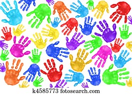 Handpainted Handprints of Kids Handpainted Handprints of Kids