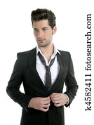 Handsome young man suit casual tie suit