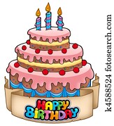Happy birthday theme with cake Happy birthday theme with cake
