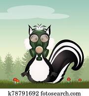 illustration of skunk with gas mask illustration of skunk with gas mask