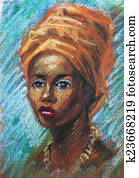 painting of a young black woman painting of a young black woman