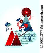 risco, e, recompensa, conceito negócio, ilustração