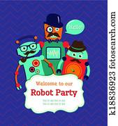 robot, strana, lákadlo, karta, vzorka