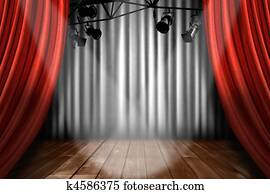 Stage Theater Stage With Spotlight Performance Lights Showing Stage Theater Stage With Spotlight Performance Lights Showing
