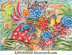 Underwater world abstract painting Underwater world abstract painting