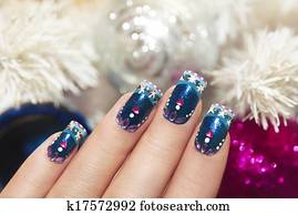 Winter blue manicure . Winter blue manicure .