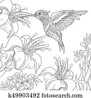 zentangle, סגנן, האמינגבירד