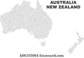モザイク オーストラリア と ニュージーランド 地図 の 点 そして ライン クリップアート K Fotosearch