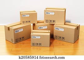 cajas de cartón, en, casa nueva