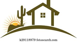 deserto, lar, logotipo