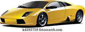 gelb, sport, auto, auf, dass, road., vec