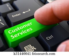 Press Button Customer Services on Black Keyboard.