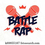 Rap music vector logo or emblem with microphone in a shape of lightning ...