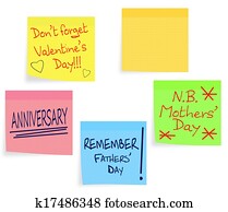 Reminder notes - Valentine, Mothers Day, Fathers Day Reminder notes - Valentine, Mothers Day, Fathers Day