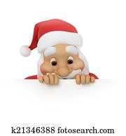 Santa Claus looks out of paper Santa Claus looks out of paper