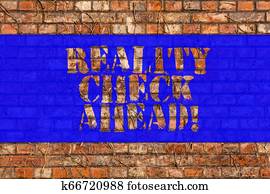 schreibende, merkzettel, ausstellung, wirklichkeit, kontrollieren, ahead., geschaefts, foto, showcasing, betrachten, tatsachen, über, situationen, realistisch, perspektive, ziegelmauer, kunst, mögen, graffiti, motivational, rufen, geschrieben, auf, dass, wall.