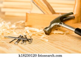 Selection of carpenter tools Selection of carpenter tools